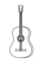 Line art black and white acoustic guitar