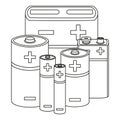 Line art black and white battery set Royalty Free Stock Photo