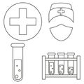 Line art black and white blood testing icon set Royalty Free Stock Photo