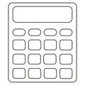 Line art black and white calculator icon poster