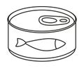Line art black and white canned fish Royalty Free Stock Photo