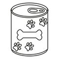 Line art black and white canned pet food
