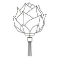 Line art black and white chinese lotus lantern