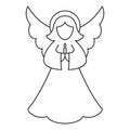 Line art black and white christmas angel