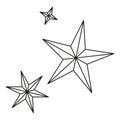 Line art black white christmas stars