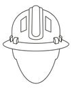 Line art black white construction worker avatar