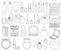 47 line art black and white cosmetic elements