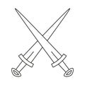 Line art black and white crossed daggers