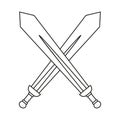 Line art black and white crossed swords