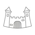 Line art black and white fairytale castle gate