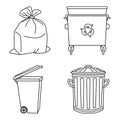Line art black and white garbage collection