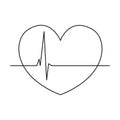 Line art black and white healthy heart cardiogram