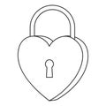 Line art black and white heart padlock Royalty Free Stock Photo