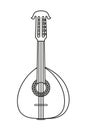 Line art black and white lute