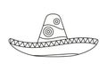 Line art black and white mexican hat