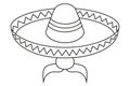 Line art black and white mexican man avatar