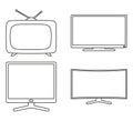 Line art black and white modern tv set Royalty Free Stock Photo