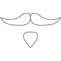 Line art black and white moustache beard set
