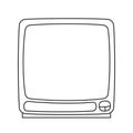 Line art black and white old television monitor Royalty Free Stock Photo