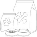 Line art black and white pet food poster Royalty Free Stock Photo