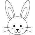 Line art black and white rabbit bunny face icon poster.