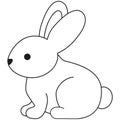 Line art black and white rabbit bunny icon poster.