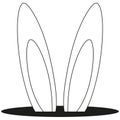 Line art black and white rabbit ears hole icon.