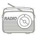 Line art black and white retro radio Royalty Free Stock Photo