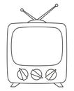 Line art black and white retro television Royalty Free Stock Photo