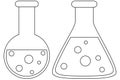 Line art black and white science test tube icon set.