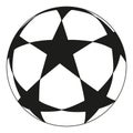 Line art black and white soccer ball star.