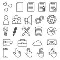 Line art black and white 24 social media themed icons Royalty Free Stock Photo