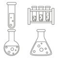 Line art black and white test tube set Royalty Free Stock Photo