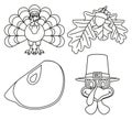 4 line art black and white thanksgiving elements