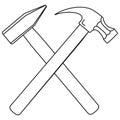 Line art black and white tow crossed hammers