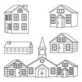 Line art black and white town houses set Royalty Free Stock Photo