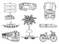 9 line art black and white vacation icons