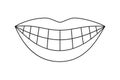 Line art black and white woman healthy smile