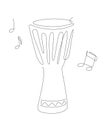 Line art bongo illustration with notes. Music instrument linear. drums and percussion logo icons vector design Royalty Free Stock Photo