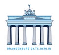 Line art Brandenburg gate, Berlin, Germany, European famous monument, vector illustration in flat style. Royalty Free Stock Photo