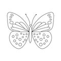 Line art butterfly. Abstract modern decoration. Vector illustration. Black and white.