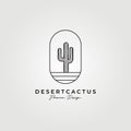 line art cactus, simple and elegant cactus logo vector illustration design, monoline logo