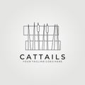 line art cattails logo vector illustration design , background wallpaper Royalty Free Stock Photo