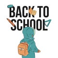 Line art child back to school illustration vector. Royalty Free Stock Photo