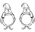 Line Art Christmas Penguins