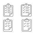 line art Clipboard Checklist Icons Royalty Free Stock Photo
