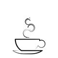 Line art coffee cup in beautiful style isolated on white background. Ink line drawing vector illustration. Royalty Free Stock Photo