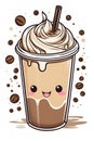 Line art of coffee milk with cream, cute, t-shirt design, drink, fresh color