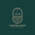 line art Coffee shop logo design vector, vintage coffee logo illustration with outline style, best for restaurant, cafe, beverages Royalty Free Stock Photo