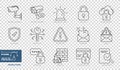 Line Art Collection Of Cyber Security Icons Set - Different Vector Illustrations Isolated On Transparent Background Royalty Free Stock Photo